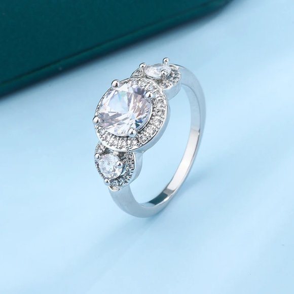 Ladies 2.50ctw Triple Halo Diamond Anniversary Ring .925 Solid Sterling Silver - Picture 2 of 6